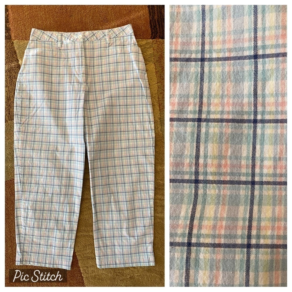 Liz Claiborne Stretch Capris, Plaid Cotton/Spandex